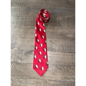 Coca-Cola Men's Christmas Red Bear Print 100% Silk Handmade Tie
